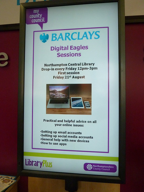 Advertising Barclays Digital Eagles sessions in Northampton library