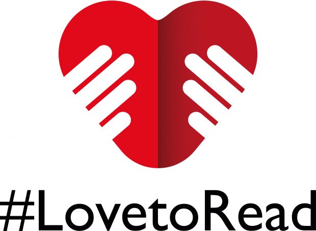LovetoRead logo: hands holding a heart, folded as though it were a book