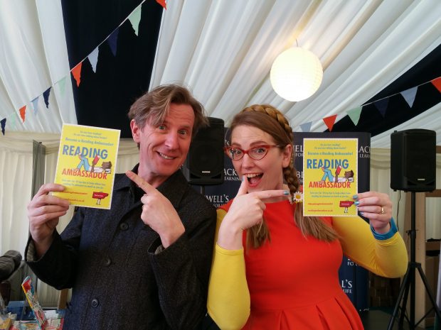 Author Philip Reeve and Illustrator Sarah McIntyre, passionate supporters of the campaign. Photo credit: Seonaid MacLeod/Publishers Association