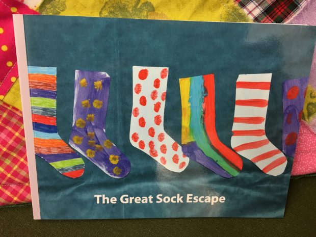 Sock book, created by Longrigg House Day Care Centre. Photo credit: Mari Pearce/Cumbria Libraries