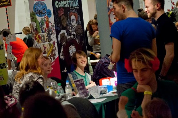 Skipton Library’s Team Ketchup running a stall at Thought Bubble Festival Leeds. Photo credit: Skipton library