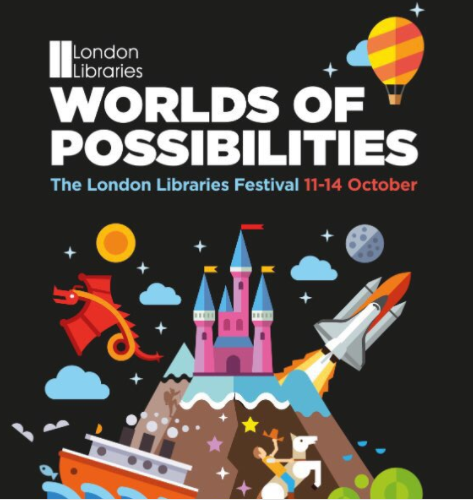 Worlds of Possibilities London Libraries festival poster