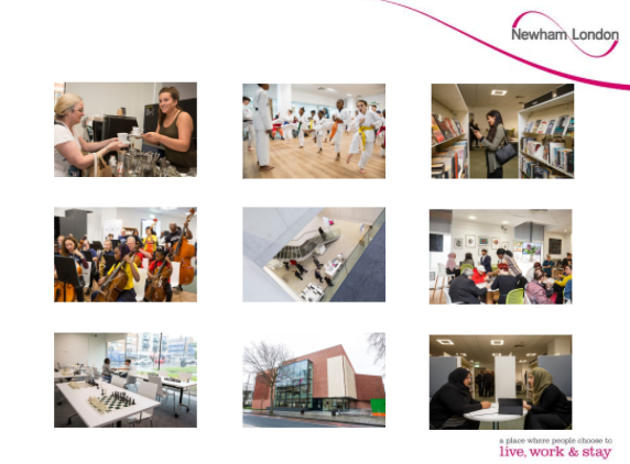Photos taken from Cllr Clarke’s presentation, showing the diversity of activities that take place in Newham’s libraries