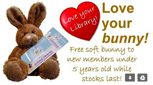 Advertising Rutland libraries offer of a free bunny to under 5s. 