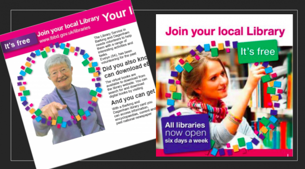 A selection of library publicity material