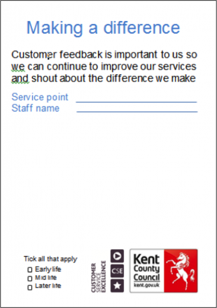 Screenshot of form used by Kent libraries to collect user stories